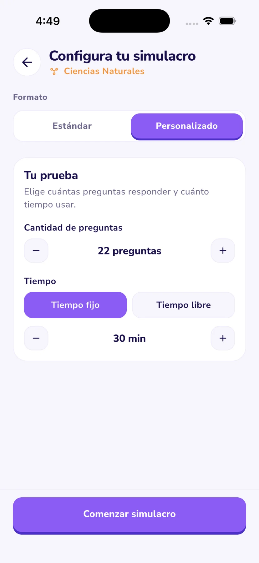 Configuración por área